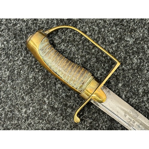 2159 - British 1788 Light Cavalry Sword with curved double fullered blade 800mm in length, maker marked on ... 