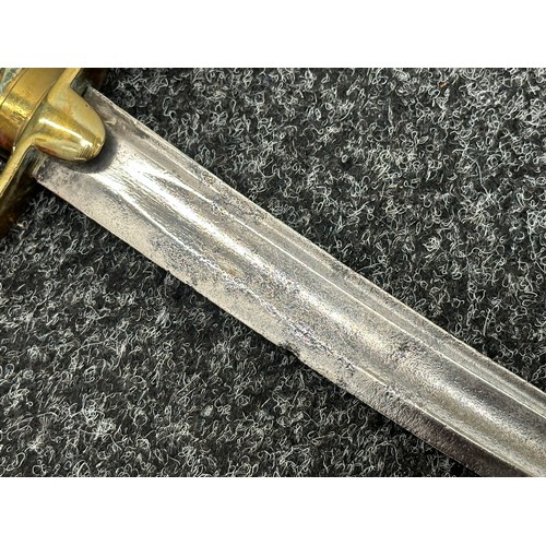 2159 - British 1788 Light Cavalry Sword with curved double fullered blade 800mm in length, maker marked on ... 