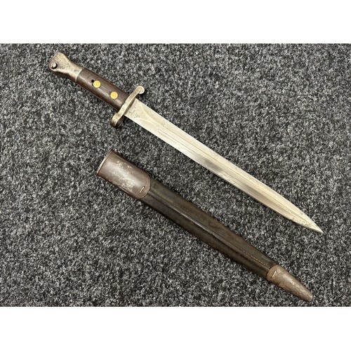 2160 - British Lee Metford 1888 pattern bayonet with double edged blade 303mm in length maker marked and da... 