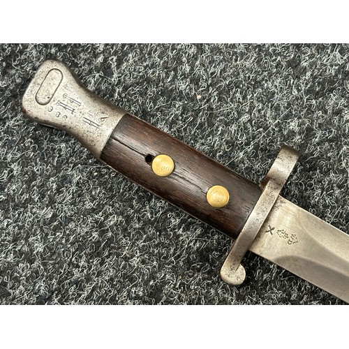 2160 - British Lee Metford 1888 pattern bayonet with double edged blade 303mm in length maker marked and da... 