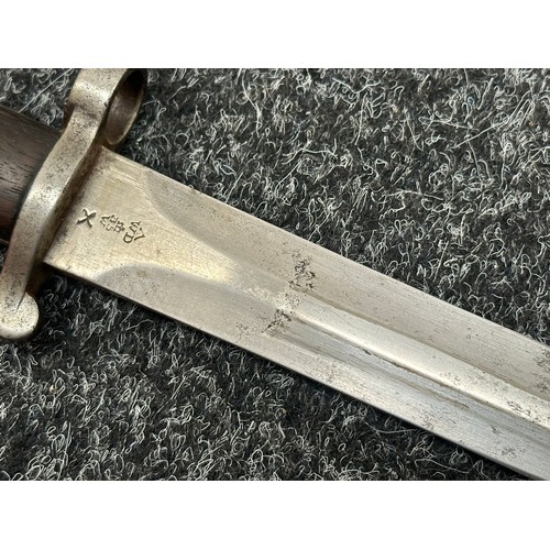 2160 - British Lee Metford 1888 pattern bayonet with double edged blade 303mm in length maker marked and da... 