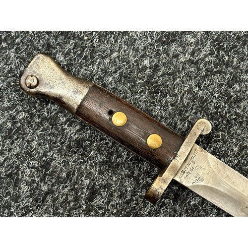 2160 - British Lee Metford 1888 pattern bayonet with double edged blade 303mm in length maker marked and da... 