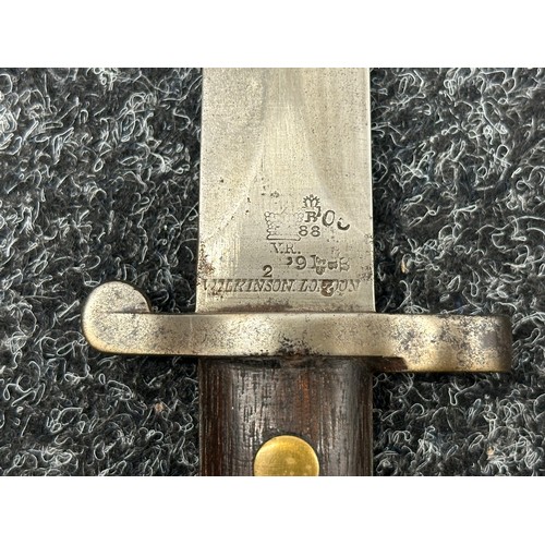 2160 - British Lee Metford 1888 pattern bayonet with double edged blade 303mm in length maker marked and da... 