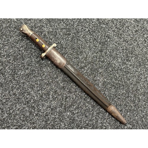 2160 - British Lee Metford 1888 pattern bayonet with double edged blade 303mm in length maker marked and da... 