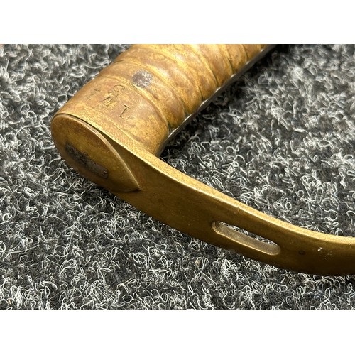 2161 - British 1856 Pattern Pioniers Saw Back Short Sword with saw edge blade 570mm in length. Maker marked... 