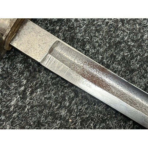 2162 - British 1821 Pattern Royal Artillery Officers Short Sword with fullered single edged blade with etch... 