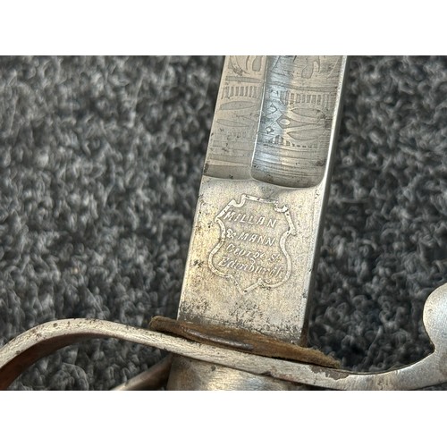 2162 - British 1821 Pattern Royal Artillery Officers Short Sword with fullered single edged blade with etch... 