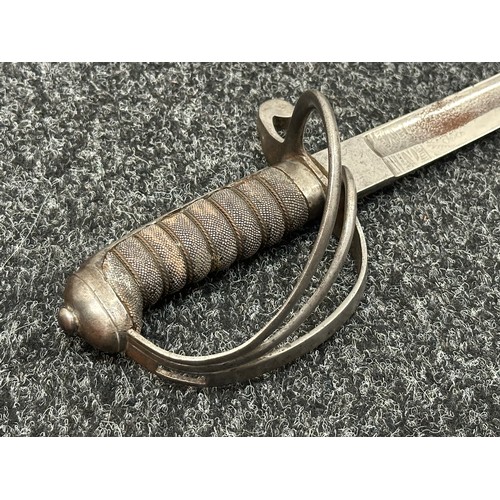 2162 - British 1821 Pattern Royal Artillery Officers Short Sword with fullered single edged blade with etch... 