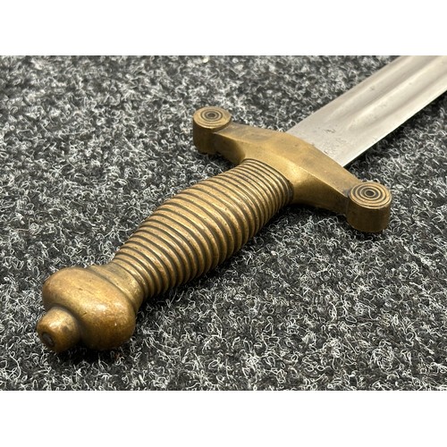 2165 - French Artillery Short Sword with double edged double fullered blade 484mm in length. Worn lightly e... 