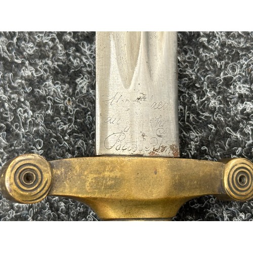 2165 - French Artillery Short Sword with double edged double fullered blade 484mm in length. Worn lightly e... 