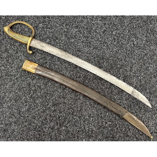 2166 - French Hanger Sword with curved single edged blade 560mm in length, German made marked 