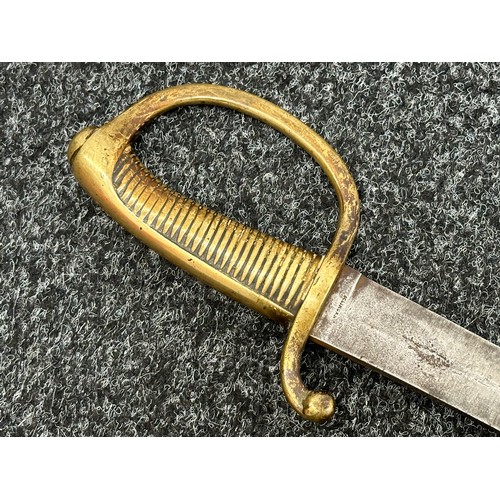 2166 - French Hanger Sword with curved single edged blade 560mm in length, German made marked 