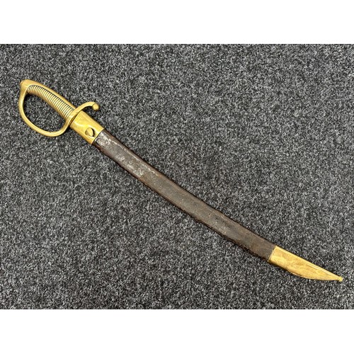 2166 - French Hanger Sword with curved single edged blade 560mm in length, German made marked 