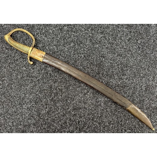 2166 - French Hanger Sword with curved single edged blade 560mm in length, German made marked 