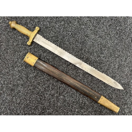 2167 - Swiss Short Sword with single edged blade with Saw Back upper edge, 510mm in length. Maker marked 