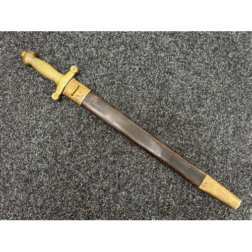 2167 - Swiss Short Sword with single edged blade with Saw Back upper edge, 510mm in length. Maker marked 