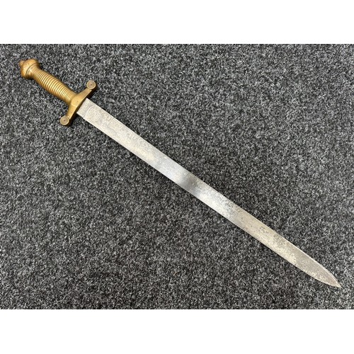 2168 - British Land Transport 1855 Pattern Short Sword with single edged blade 570mm in length, marked Crow... 