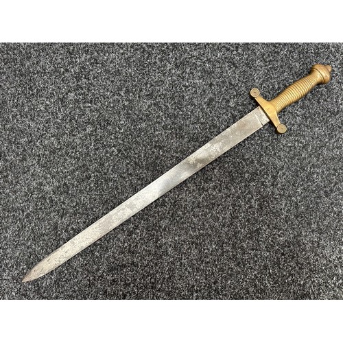 2168 - British Land Transport 1855 Pattern Short Sword with single edged blade 570mm in length, marked Crow... 