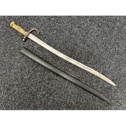 2170 - French 1866 Pattern Chassepot Bayonet with fullered single edged blade 575mm in length, maker marked... 