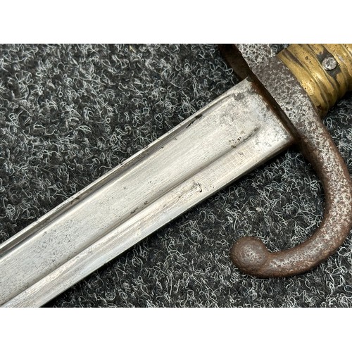 2170 - French 1866 Pattern Chassepot Bayonet with fullered single edged blade 575mm in length, maker marked... 