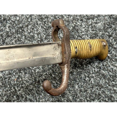 2170 - French 1866 Pattern Chassepot Bayonet with fullered single edged blade 575mm in length, maker marked... 