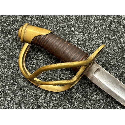 2172 - U.S. Civil War Model 1860 Light Cavalry Sword with curved fullered blade, maker marked 