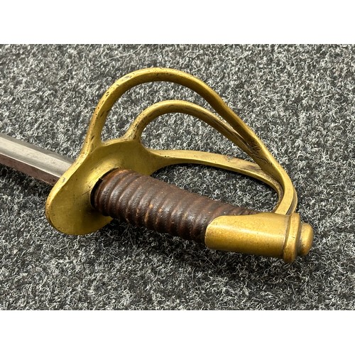 2172 - U.S. Civil War Model 1860 Light Cavalry Sword with curved fullered blade, maker marked 