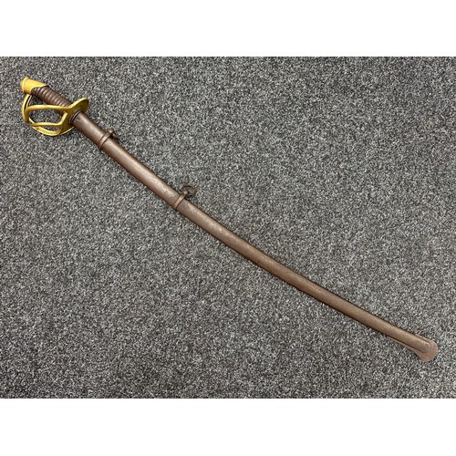 2172 - U.S. Civil War Model 1860 Light Cavalry Sword with curved fullered blade, maker marked 