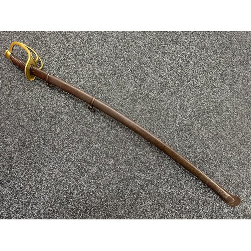 2172 - U.S. Civil War Model 1860 Light Cavalry Sword with curved fullered blade, maker marked 