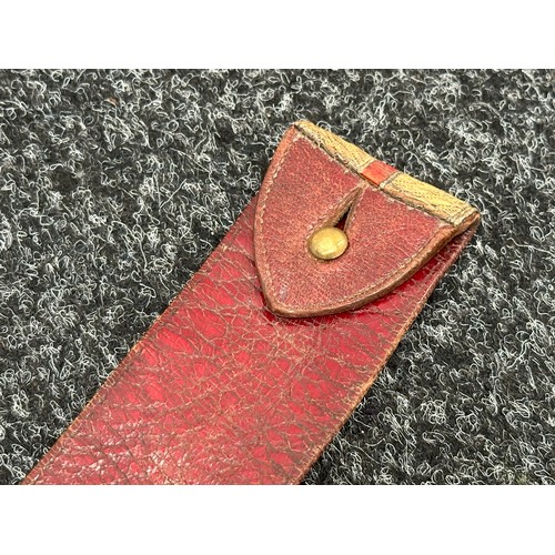 2175 - British Officers Cross Belt. Hallmarked Silver fittings. Red leather backed belt.