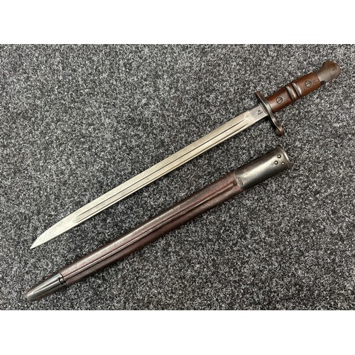 2185 - WW1 British P13 Bayonet with single edged fullered blade 427mm in length, marked 1913 plus maker mar... 