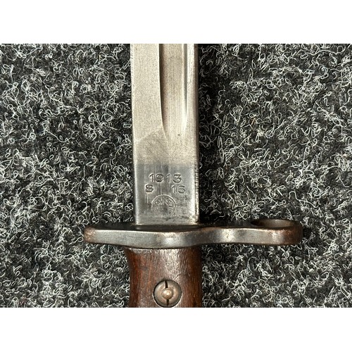 2185 - WW1 British P13 Bayonet with single edged fullered blade 427mm in length, marked 1913 plus maker mar... 