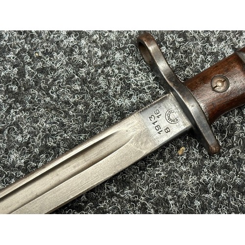 2185 - WW1 British P13 Bayonet with single edged fullered blade 427mm in length, marked 1913 plus maker mar... 