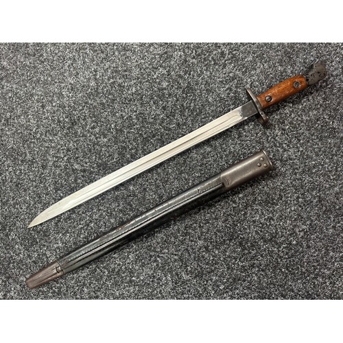 2187 - WW1 British 1907 Pattern Bayonet with single edged fullered blade 433mm in length with makers mark 