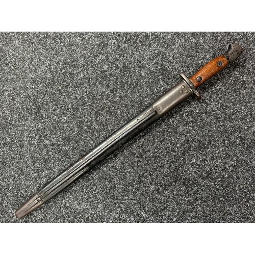 2187 - WW1 British 1907 Pattern Bayonet with single edged fullered blade 433mm in length with makers mark 