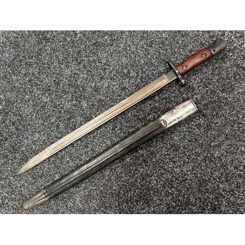 2192 - WW1 British 1907 Pattern Bayonet with fullered single edged blade 432mm long blade, maker marked and... 