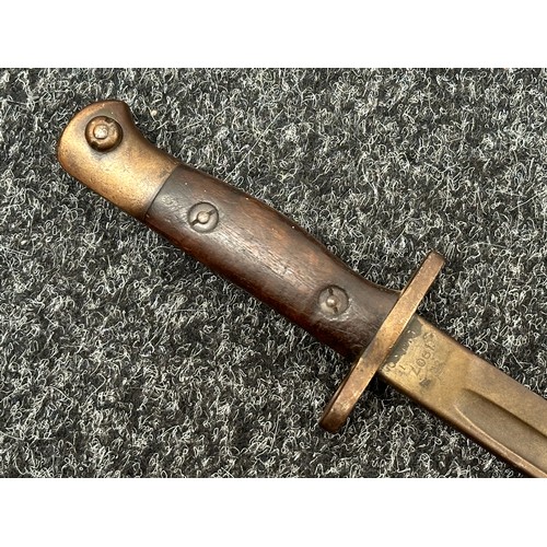 2202 - WW1 British 1907 Pattern Bayonet with single edged fullered blade 432mm in length, maker marked 