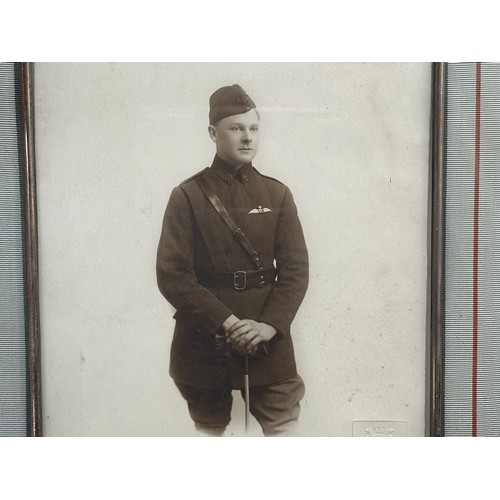 2205 - WW1 British Royal Flying Corp Hallmarked Silver Desk Photo Frame with Gilt RFC Wings, complete with ... 