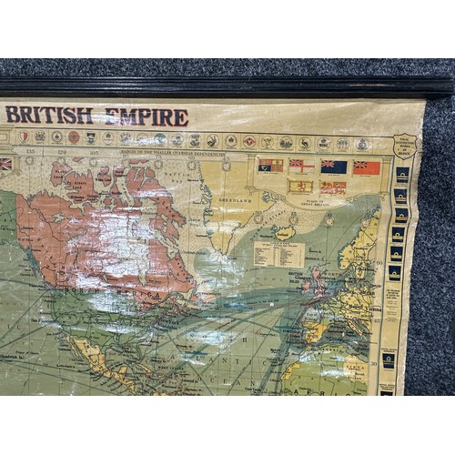 2208 - Navy League Map of the British Empire, George Philip & Son, Limited, 147cm x 198cm excluding batons.