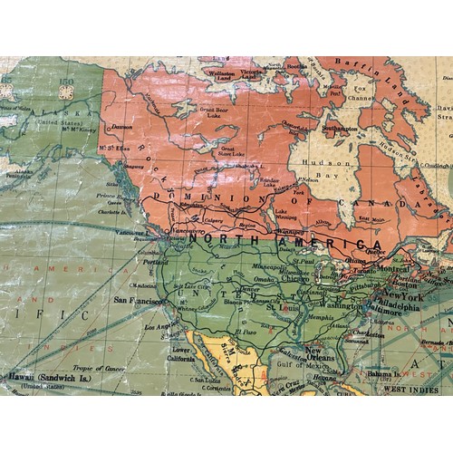 2208 - Navy League Map of the British Empire, George Philip & Son, Limited, 147cm x 198cm excluding batons.