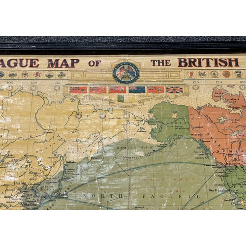 2208 - Navy League Map of the British Empire, George Philip & Son, Limited, 147cm x 198cm excluding batons.