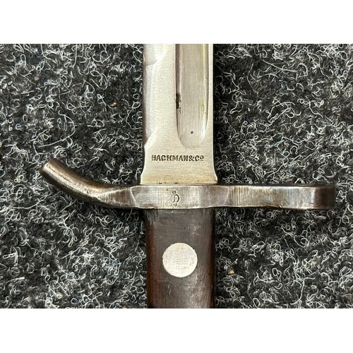 2210 - Finnish M28 Civil Guard Bayonet with single edged fullered blade 300mm in length, maker marked 