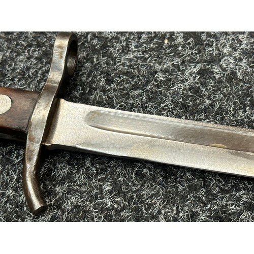 2210 - Finnish M28 Civil Guard Bayonet with single edged fullered blade 300mm in length, maker marked 