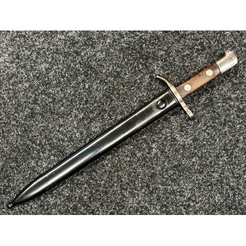 2210 - Finnish M28 Civil Guard Bayonet with single edged fullered blade 300mm in length, maker marked 