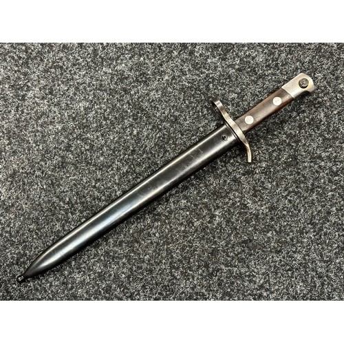 2210 - Finnish M28 Civil Guard Bayonet with single edged fullered blade 300mm in length, maker marked 