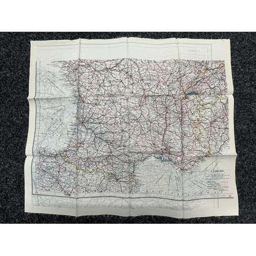 2211 - WW2 British RAF Silk Escape Map of France double sided code letter C/D.