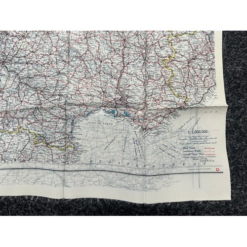 2211 - WW2 British RAF Silk Escape Map of France double sided code letter C/D.