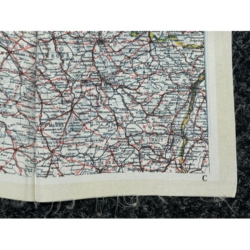 2212 - WW2 British RAF Silk Escape Map of France double sided code letter C/D.