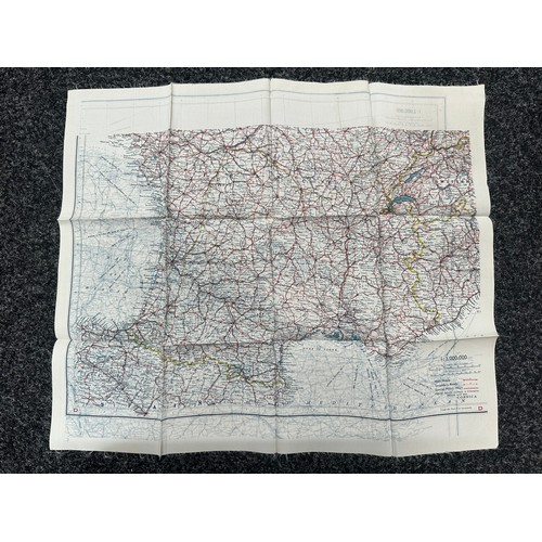 2212 - WW2 British RAF Silk Escape Map of France double sided code letter C/D.