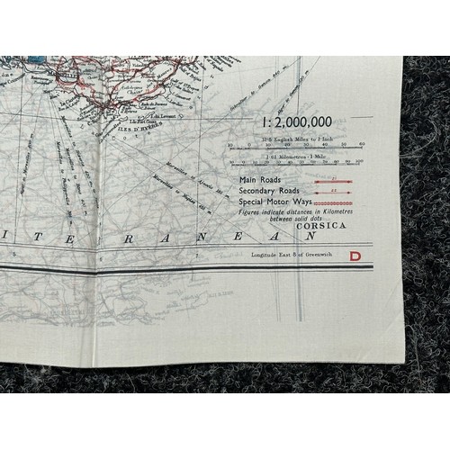 2213 - WW2 British RAF Silk Escape Map of France double sided code letter C/D.